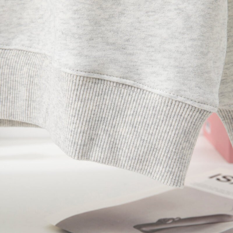 Autumn and Winter Classic Letter Print Lining Fleece and Velvet Women's Round Neck Sweatshirt- ABS2440GY - 图片 6