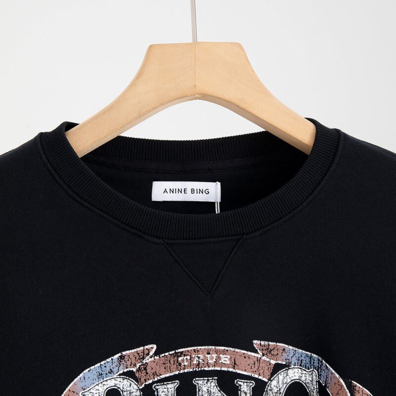 Autumn and Winter Retro Snowflake Washed Motorcycle Print Fleece Women's Sweatshirt-ABS2454BK - 图片 4