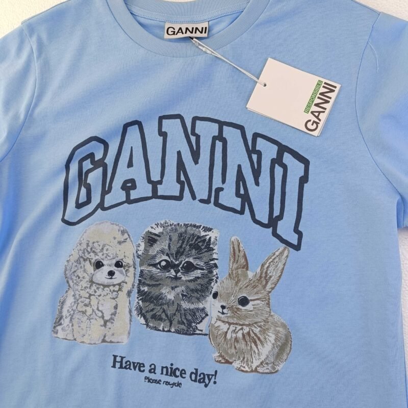 Animals Printed Letter White T-shirt Women Cotton Casual Short Sleeve Tops-GN23 - 图片 9