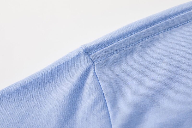Blue Letter Print Classic Cotton Short Sleeve T-shirt-GN61 - 图片 14