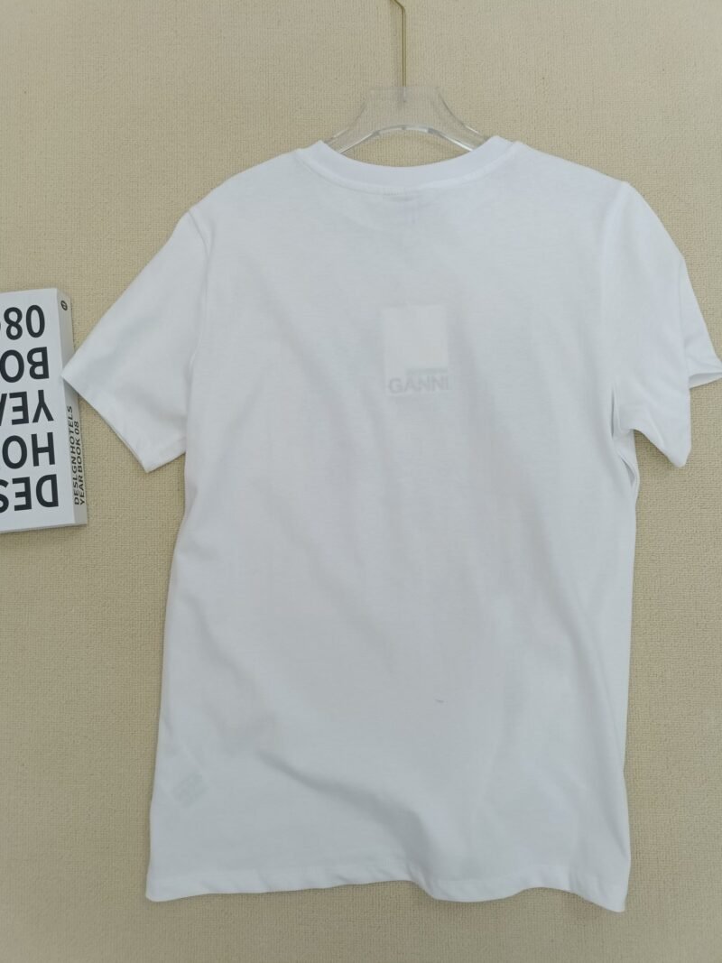 Rabbit Printed White Cotton Letter O-neck Short Sleeve T-shirt-GN22 - 图片 10