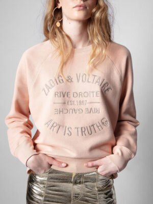 Classic Letter Embroidery Cotton Women's Pullover Sweatshirt-DH-ZV-4
