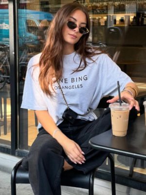 Letter Printed Grey Cotton Women's Round Neck Short Sleeve T-Shirt-ABS2498GY