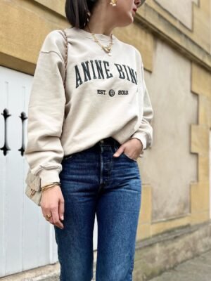 Autumn and Winter Letter Embroidery Sweatshirt with Fleece Lining and Light Khaki Women's Sweatshirt-ABS2434KQ
