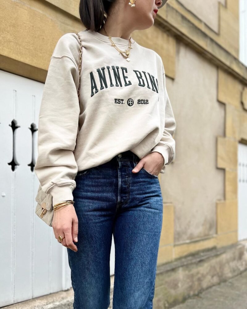 Autumn and Winter Letter Embroidery Sweatshirt with Fleece Lining and Light Khaki Women's Sweatshirt-ABS2434KQ