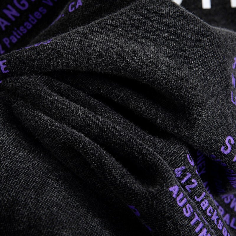 Sand Dot Letter White Ink Digital Printing Stir-fried Color Washed Stir-fried Snowflake Women's Sweatshirt-ABS2465BK - 图片 13