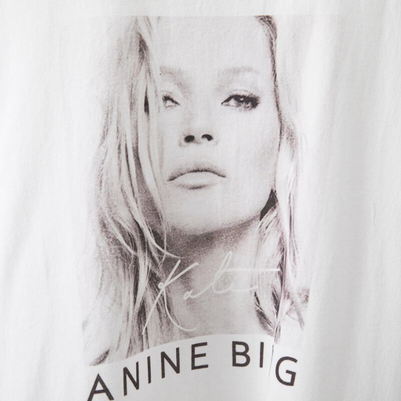 White Front Kate Head Portrait Letter Print Cotton Women's Loose Short-sleeved T-shirt-ABT13WT - 图片 4