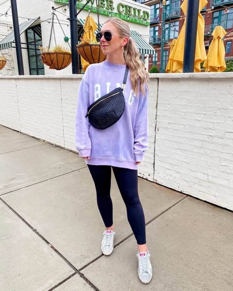 Autumn and Winter Classic BING Letter Print Washed Dyed Fried Color Fleece Loose Purple Sweatshirt-ABS2421PP - 图片 11