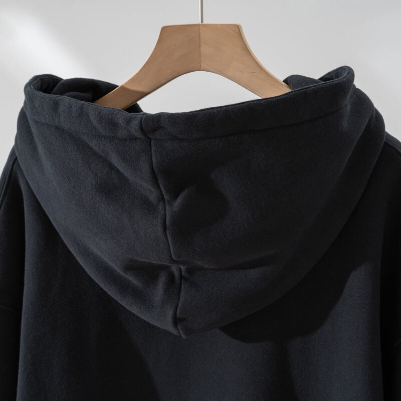 Letter Printed Fleece Washed Distressed Women's Hooded Sweatshirt-ABS2499BK - 图片 12
