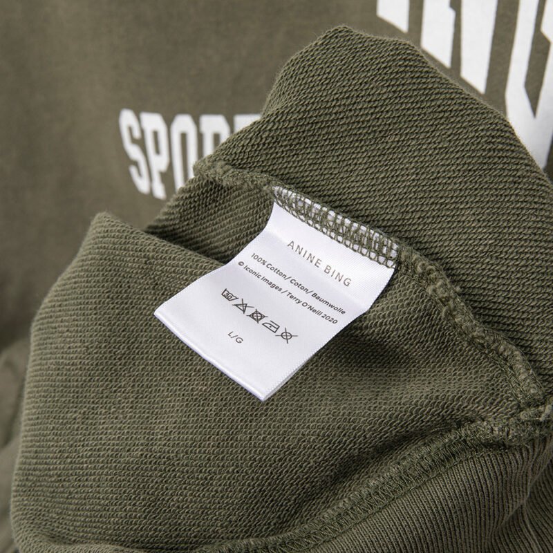 Green Classic Letter Print Washed Color Fried Snowflake Loose Hooded Sweatshirt-ABS2405GN - 图片 8