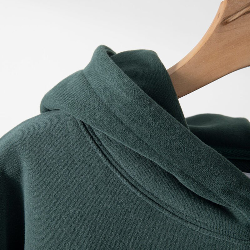 Autumn and Winter Washed Green Fried Eagle Print Fleece Distressed Hooded Sweatshirt-ABS2429GN - 图片 3