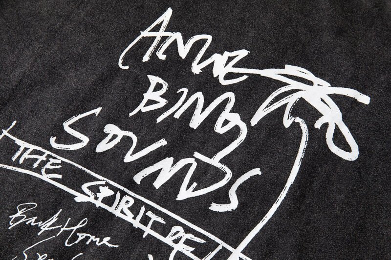 Graffiti Letter Print Loose Distressed Washed Women's Short-sleeved T-shirt-ABC05BK - 图片 7