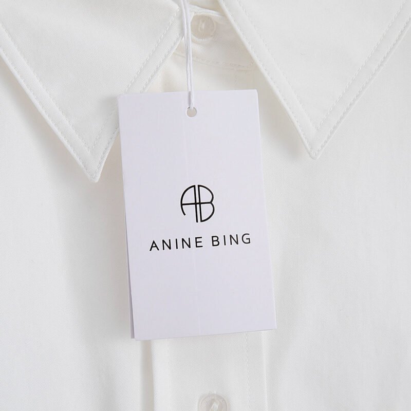 Three-color Classic Loose Logo Embroidery Lapel Hem Curved Women's Shirt-ABB01BL - 图片 11