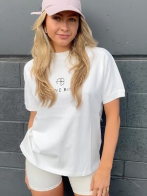 2025 Summer Front Printed Classic LOGO Letter Print Patchwork Off-white Women's Short-sleeved T-shirt-ABC07WT