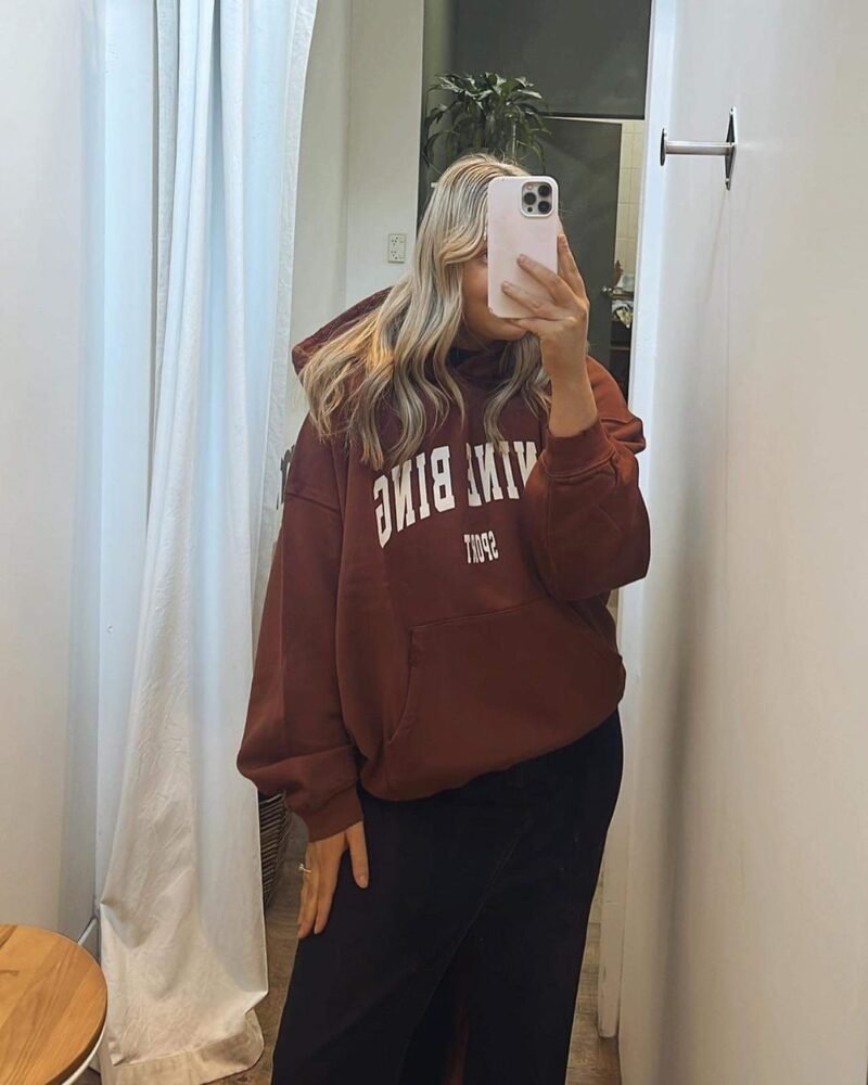Burgundy Classic Logo Print Trouser Legs Split Elastic Waist Cotton Sweatpants Trousers for Women-ABP07RED - 图片 9