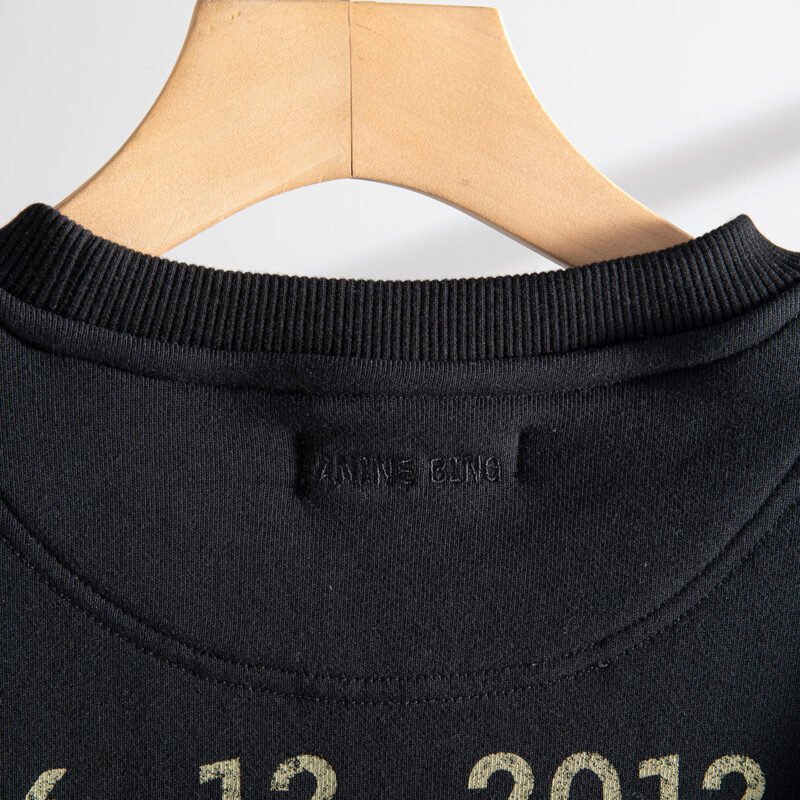 Shield Angel Wings Back English Letters Frosted Print Round Neck Sweatshirt-ABS2446BK - 图片 10