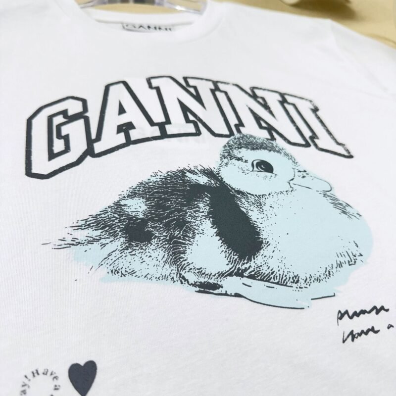 Duck Printed Letter White Cotton Classic Short Sleeve T-shirts Women-GN16 - 图片 7