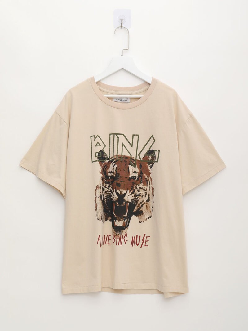 Black Tiger Head Print Distressed Washed Snowflake Short-sleeved T-shirt for Women-ABT04Bk - 图片 11