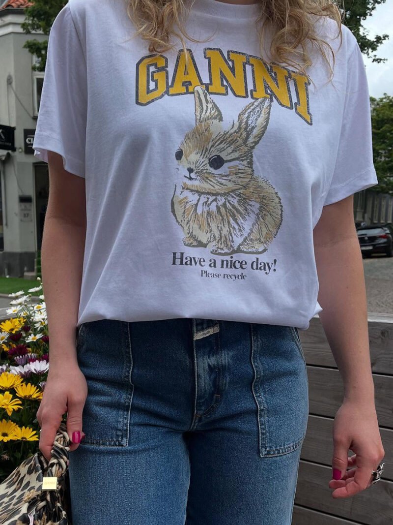 Animal Printed Letter White T-shirt Women Classic O-neck Cotton Short Sleeve Tops Tees-GN03 - 图片 2