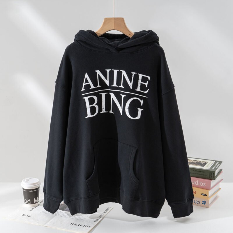 Letter Printed Fleece Washed Distressed Women's Hooded Sweatshirt-ABS2499BK - 图片 2