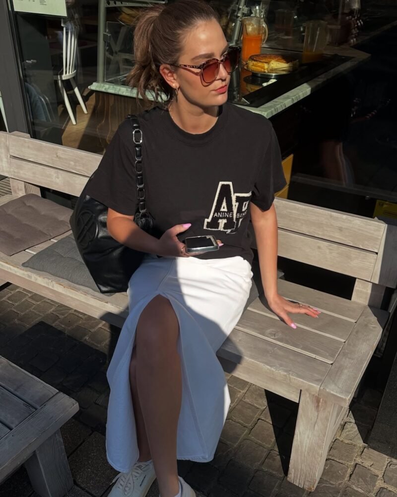 2025 Summer Black Short Sleeve T-shirt Women's Pullover-SPF-233 - 图片 4
