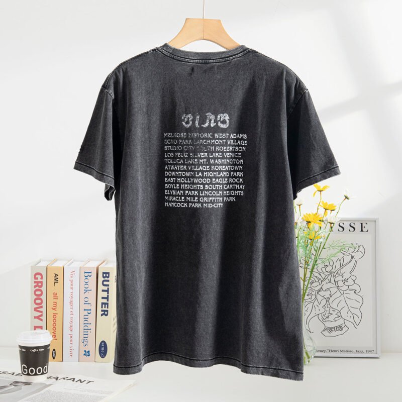 Motorcycle Letter Print Black Cotton Women's Short Sleeve T-Shirt-ABT37BK - 图片 3
