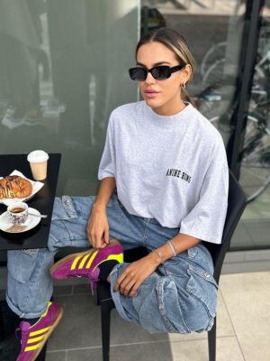 Classic Letter Printed Cotton Loose Off-White Women's Short-Sleeved T-Shirt ABT03GY