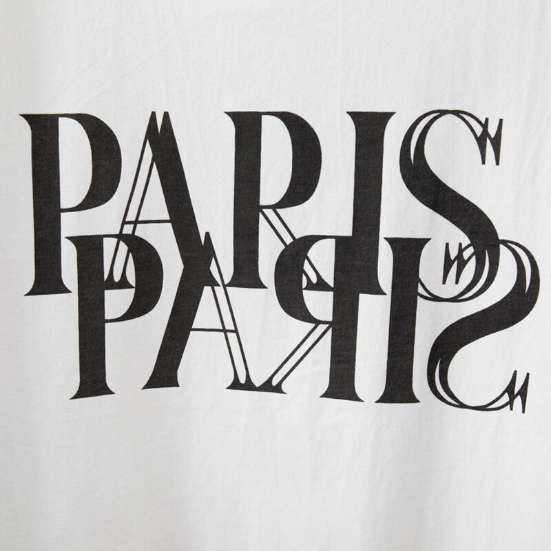 Double-image PARIS Print Front and Back English Printed Cotton Women's Round Neck T-shirt-ABT11WT - 图片 6