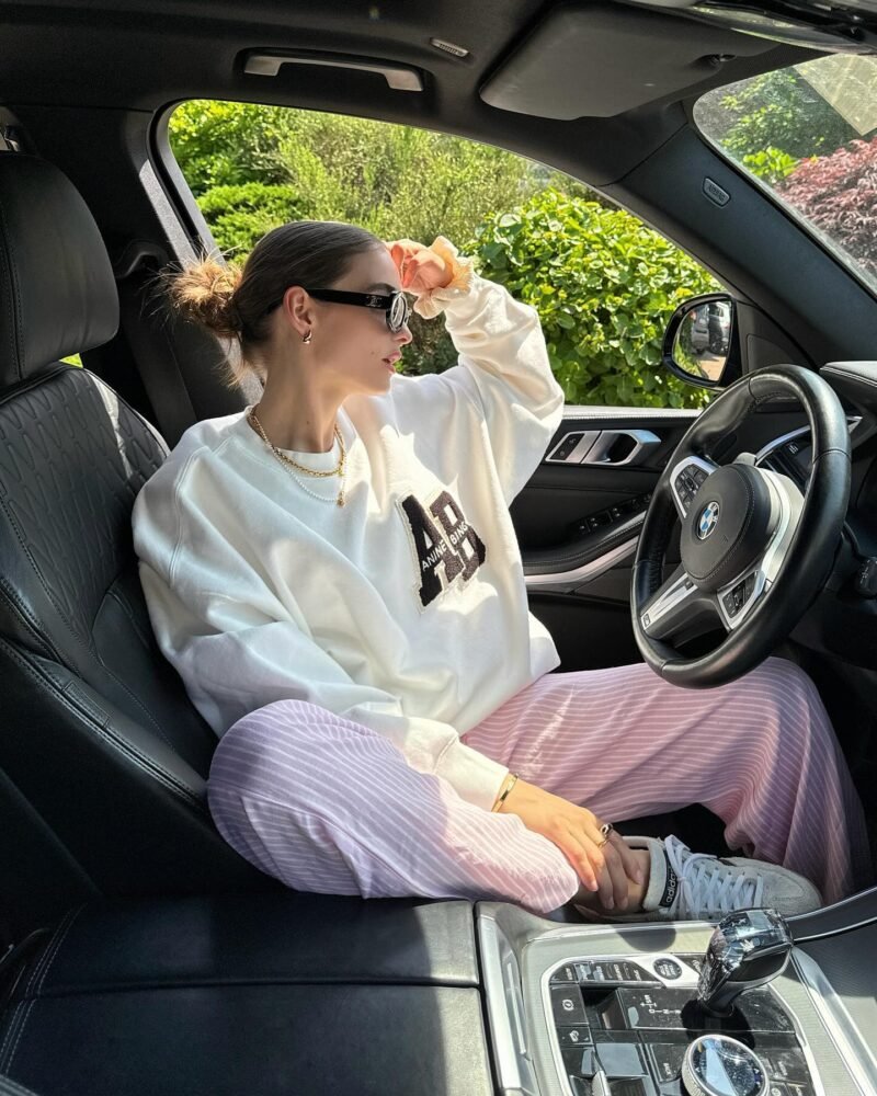 Wine Red Embroidery Applique Embroidered Letters Women's Sweatshirt-ABS2502RD - 图片 18
