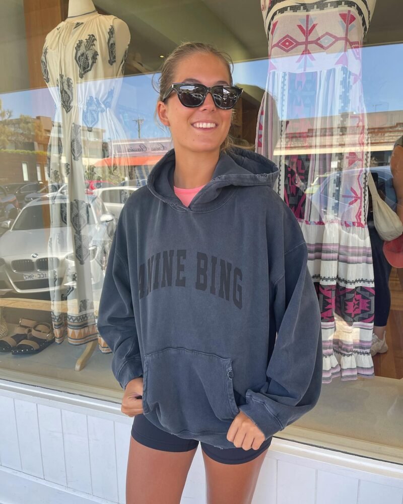 Green Classic Letter Print Washed Color Fried Snowflake Loose Hooded Sweatshirt-ABS2405GN - 图片 14
