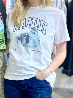 Duck Printed Letter White Cotton Classic Short Sleeve T-shirts Women-GN16