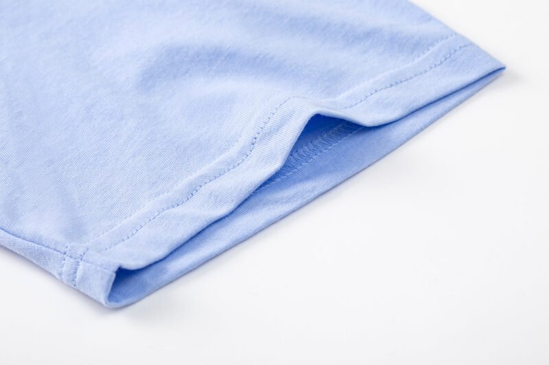 Blue Letter Print Classic Cotton Short Sleeve T-shirt-GN61 - 图片 9