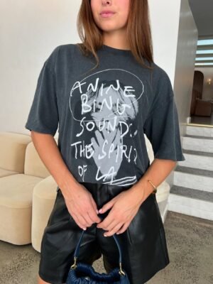 White Ink Head Graffiti Print Women's Short-sleeved T-shirt-ABS2497BK