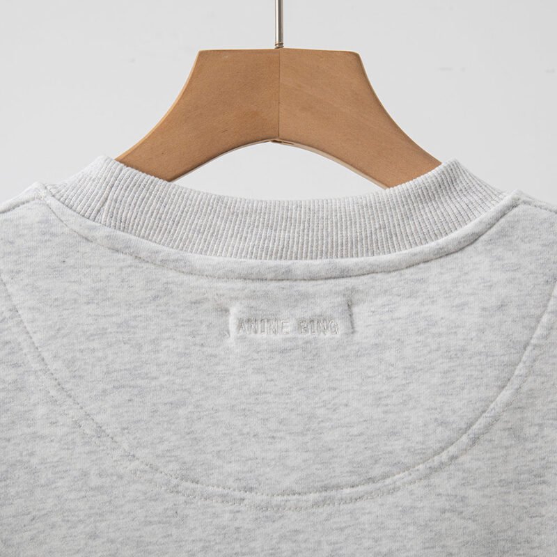 Autumn and Winter Classic Letter Print White and Gray Lining Fleece Round Neck Women's Sweatshirt-ABS2436GY - 图片 6