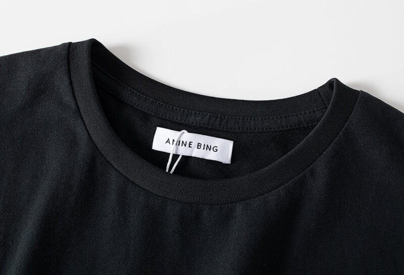 Summer Black Classic Letter Logo Printed Cotton Women's Round Neck Short-sleeved T-shirt-ABT05BK - 图片 4