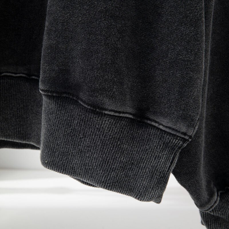 Autumn and Winter Black and Gray Classic Round Neck Letter Printing Fried Color Washing and Distressed Women's Sweatshirt -ABS2432BK - 图片 5