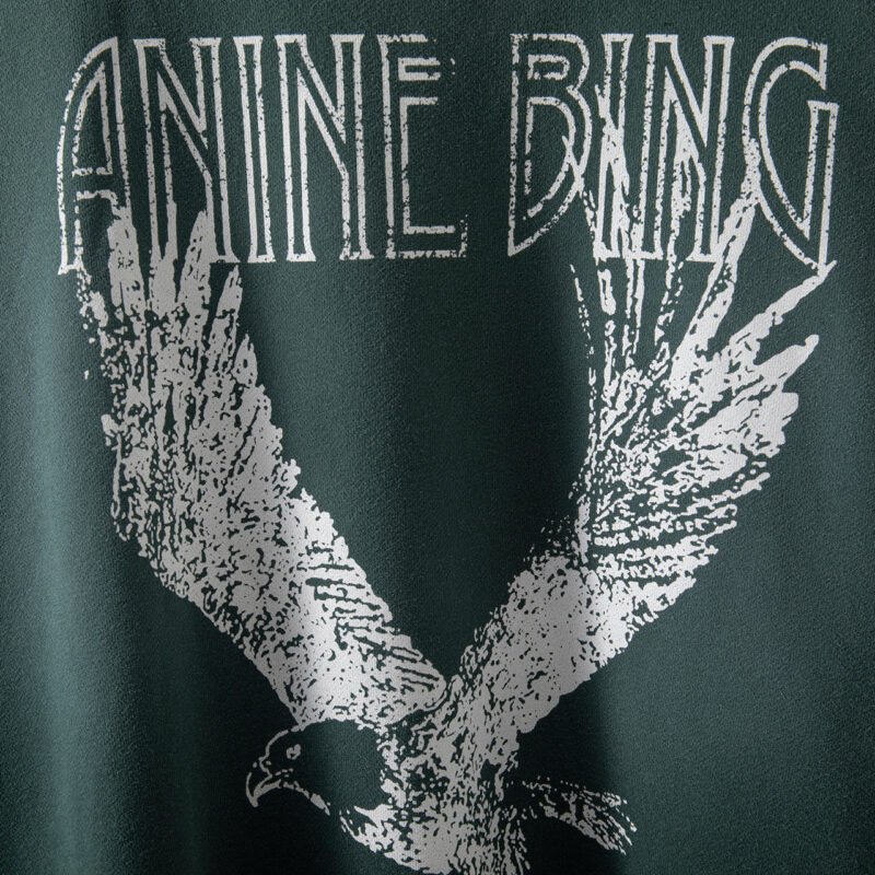 Autumn and Winter Washed Green Fried Eagle Print Fleece Distressed Hooded Sweatshirt-ABS2429GN - 图片 4