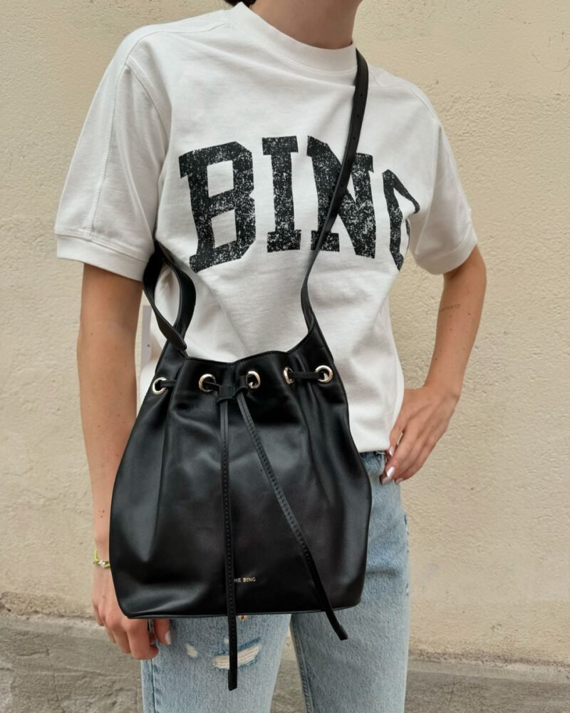 White Cotton with BING Lettering Women's Short-sleeved T-shirt-ABC16WT - 图片 4