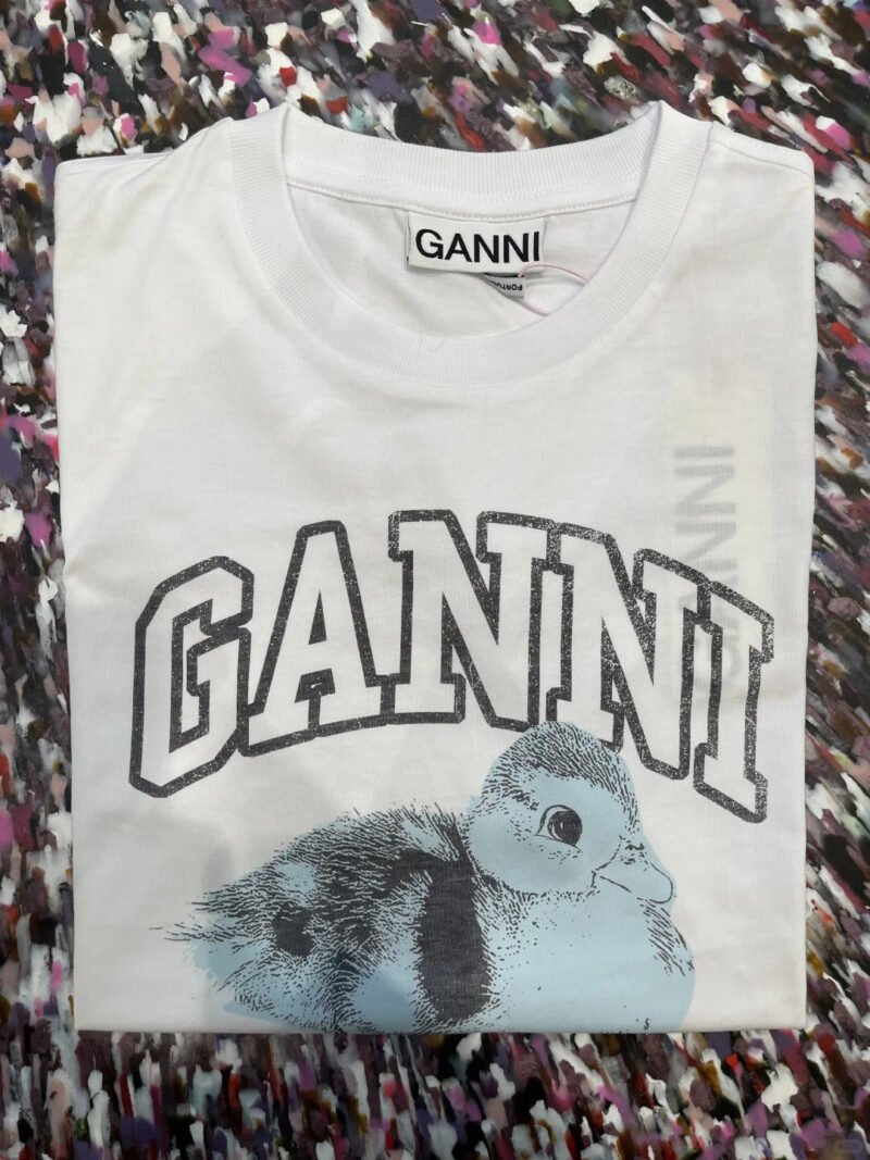 Duck Printed Letter White Cotton Classic Short Sleeve T-shirts Women-GN16 - 图片 3