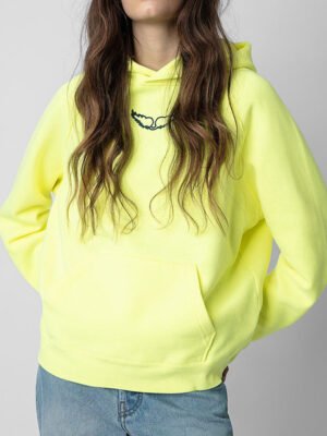 Wings Coconut Tree Printing Fleece Lined Hooded Sweatshirt Women-DH-ZV-21