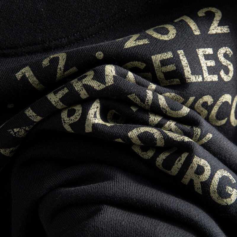 Shield Angel Wings Back English Letters Frosted Print Round Neck Sweatshirt-ABS2446BK - 图片 12