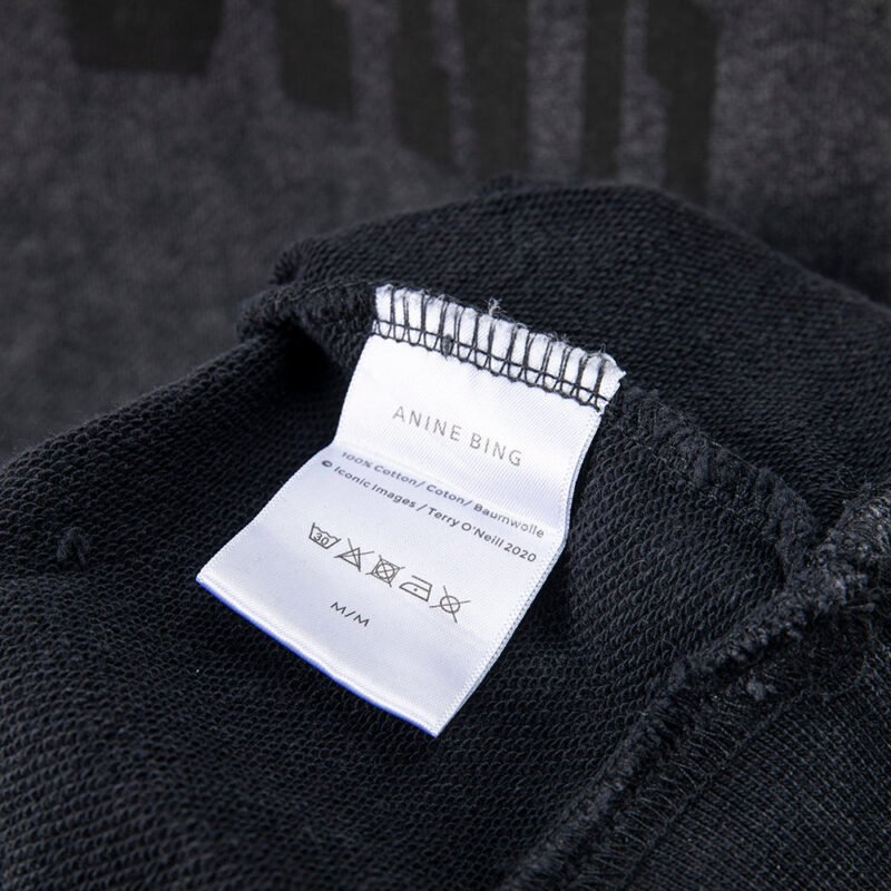 Black Classic Black Letter Print Washed Color Fried Snowflake Loose Hooded Sweatshirt-ABS2404BK - 图片 9