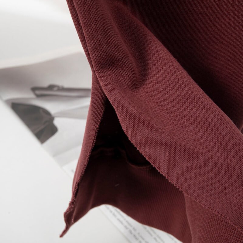 Burgundy Classic Logo Print Trouser Legs Split Elastic Waist Cotton Sweatpants Trousers for Women-ABP07RED - 图片 6