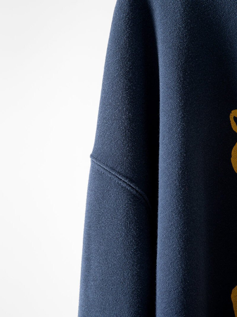 Tiger BING Print Fried Color Washing Navyblue Women's Fleece Sweatshirt-ABS2430BL - 图片 6