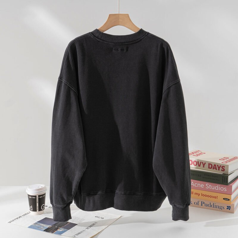 Love Letters Printed Distressed Black and Gray Women's Sweatshirt-ABS2506BK - 图片 8