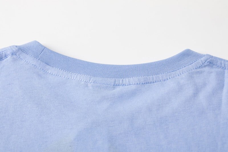 Blue Letter Print Classic Cotton Short Sleeve T-shirt-GN61 - 图片 13