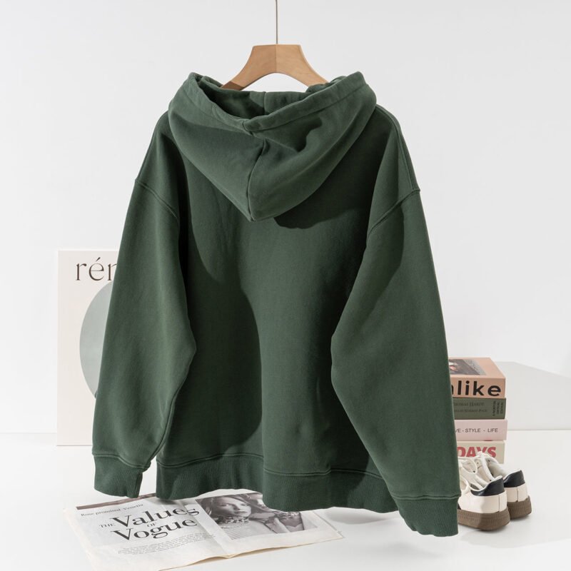 Green Winter Letter Print Fleece Women's Hooded Sweatshirt-ABS2501GN - 图片 3
