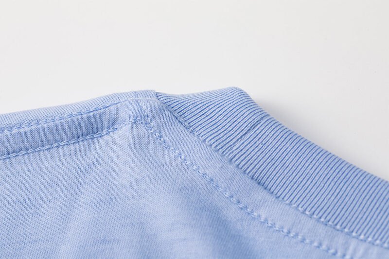 Blue Letter Print Classic Cotton Short Sleeve T-shirt-GN61 - 图片 15