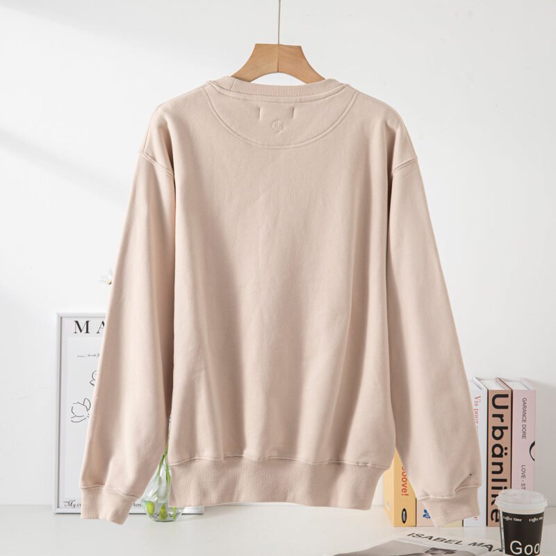 Classic Tiger Head Bing Digital Print Khaki Fleece Cotton Women's Sweatshirt-ABS2427KQ - 图片 3