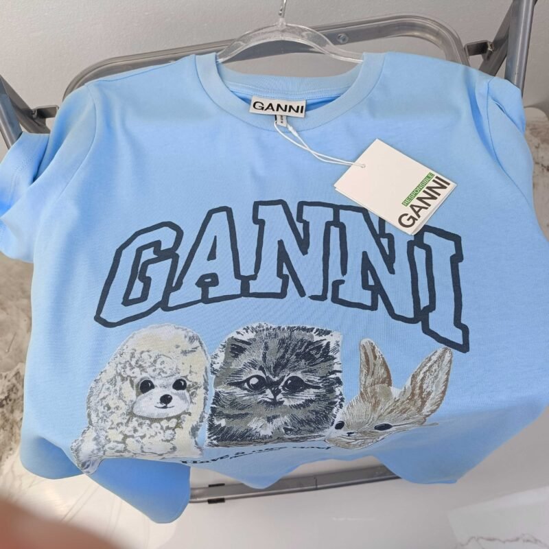 Animals Printed Letter White T-shirt Women Cotton Casual Short Sleeve Tops-GN23 - 图片 6